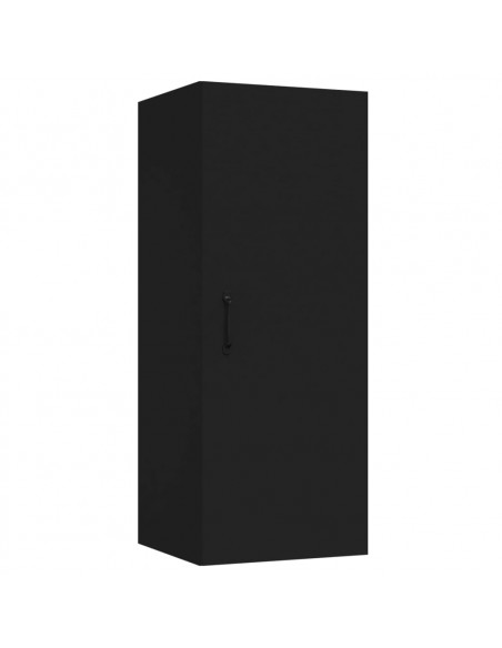 Armadietto Pensile a Muro Nero 34,5x34x90 cm Legno Multistrato