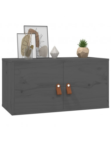 Pensili 2 pz Grigi 60x30x30 cm in Legno Massello di Pino