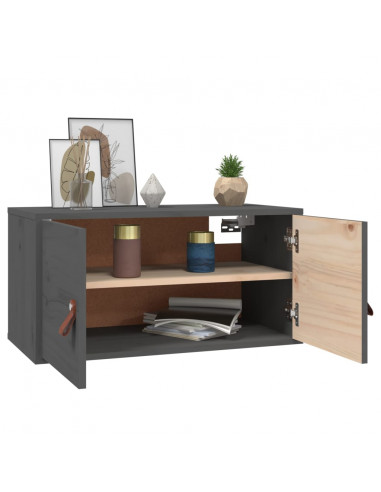 Pensili 2 pz Grigi 60x30x30 cm in Legno Massello di Pino