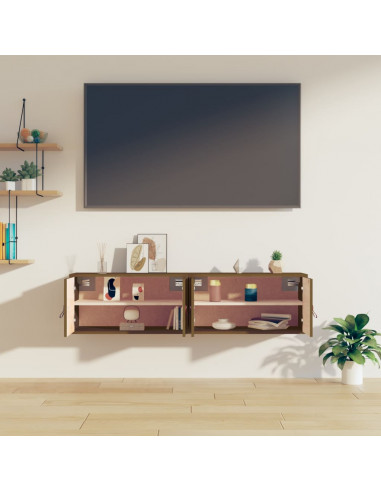 Pensili 2 pz Marrone Miele 60x30x30cm in Legno Massello di Pino