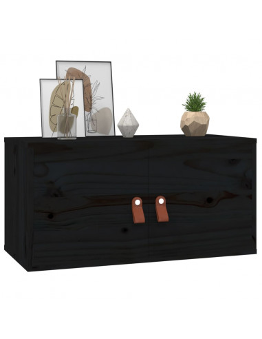 Pensili 2 pz Neri 60x30x30 cm in Legno Massello di Pino