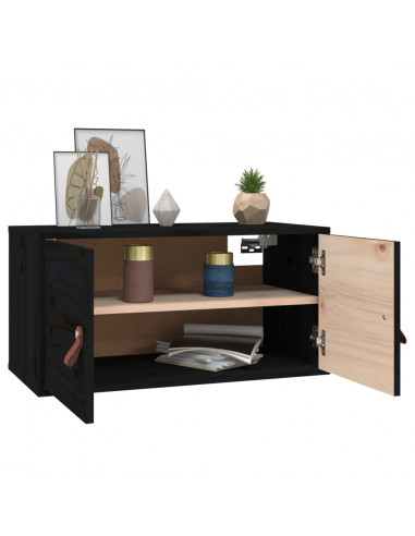 Pensili 2 pz Neri 60x30x30 cm in Legno Massello di Pino