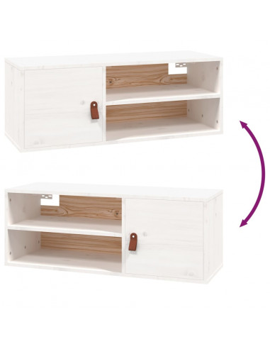 Pensile Bianco 80x30x30 cm in Legno Massello di Pino