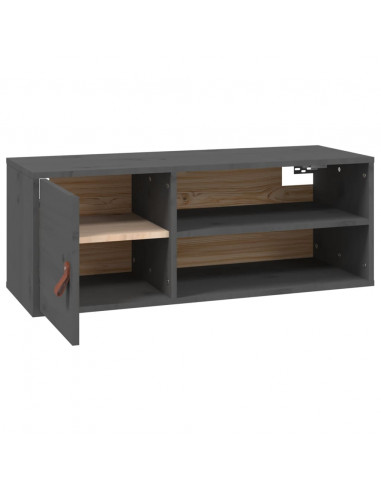 Pensile Grigio 80x30x30 cm in Legno Massello di Pino