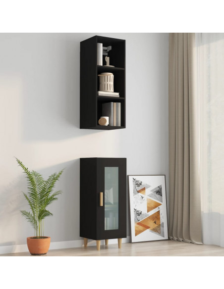 Mobile Pensile Nero 34,5x32,5x90 cm in Legno Multistrato