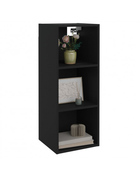 Mobile Pensile Nero 34,5x32,5x90 cm in Legno Multistrato