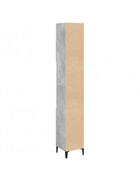 Armadietto Bagno Grigio Cemento 30x30x190 cm Legno Multistrato