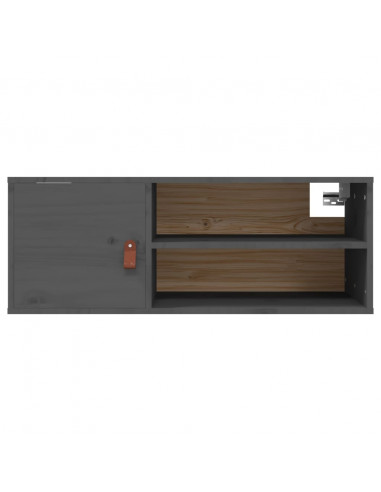 Pensili 2 pz Grigi 80x30x30 cm in Legno Massello di Pino