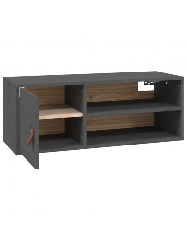 Pensili 2 pz Grigi 80x30x30 cm in Legno Massello di Pino