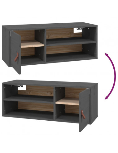 Pensili 2 pz Grigi 80x30x30 cm in Legno Massello di Pino