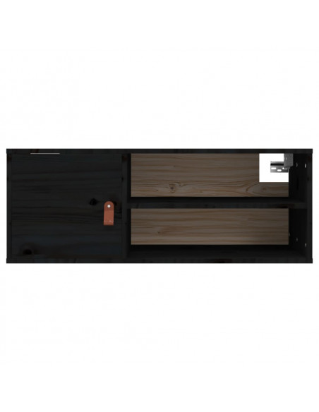 Pensili 2 pz Neri 80x30x30 cm in Legno Massello di Pino
