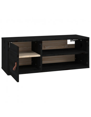 Pensili 2 pz Neri 80x30x30 cm in Legno Massello di Pino