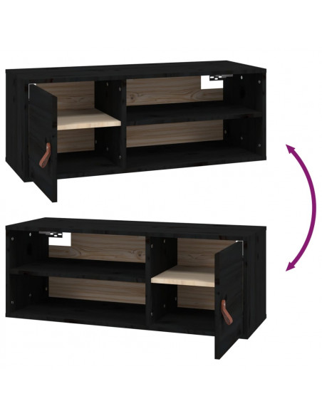 Pensili 2 pz Neri 80x30x30 cm in Legno Massello di Pino