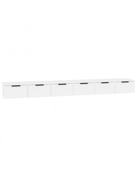 Mobili a Parete 2 pz Bianchi 102x30x20 cm in Legno Multistrato