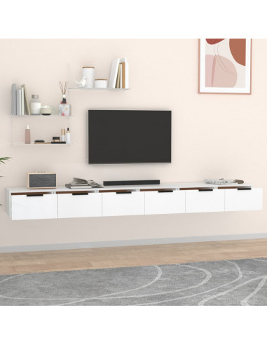 Mobili a Parete 2 pz Bianchi 102x30x20 cm in Legno Multistrato