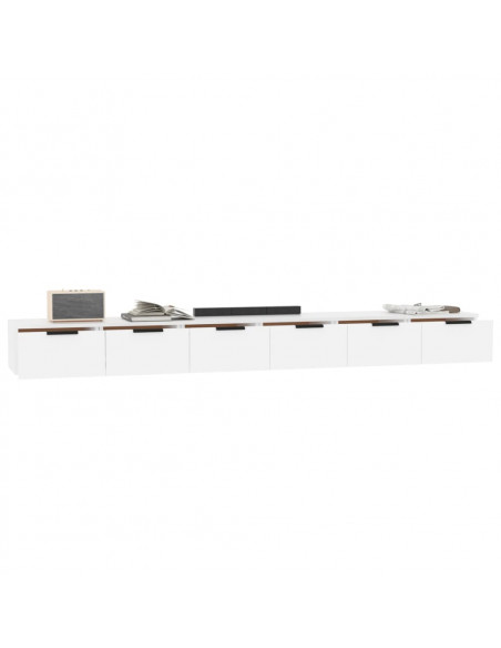 Mobili a Parete 2 pz Bianchi 102x30x20 cm in Legno Multistrato