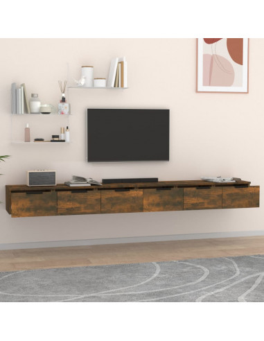 Mobili a Muro 2 pz Rovere Fumo 102x30x20cm in Legno Multistrato