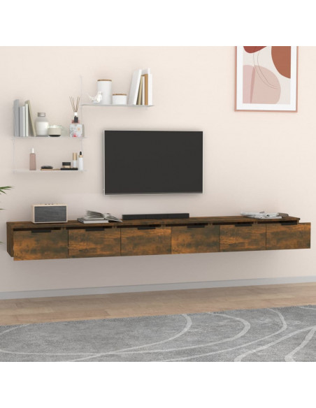 Mobili a Muro 2 pz Rovere Fumo 102x30x20cm in Legno Multistrato