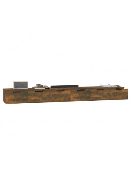 Mobili a Muro 2 pz Rovere Fumo 102x30x20cm in Legno Multistrato