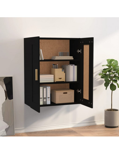 Mobile a Parete Nero 69,5x32,5x90 cm in Legno Multistrato