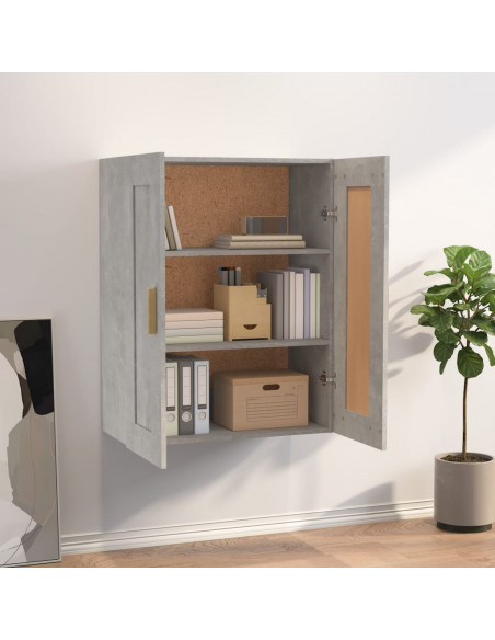 Mobile a Parete Grigio Cemento 69,5x32,5x90cm Legno Multistrato
