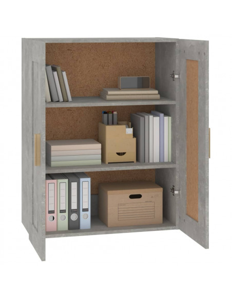 Mobile a Parete Grigio Cemento 69,5x32,5x90cm Legno Multistrato