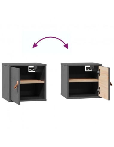 Pensili 2pz Grigi 31,5x30x30 cm in Legno Massello di Pino