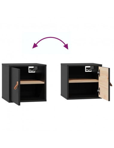 Pensili 2pz Neri 31,5x30x30 cm in Legno Massello di Pino