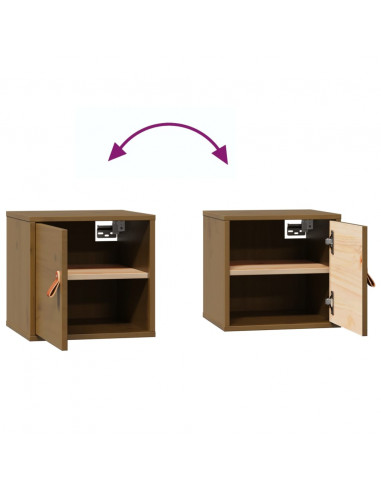 Pensili 2pz Marrone Miele31,5x30x30cm in Legno Massello di Pino