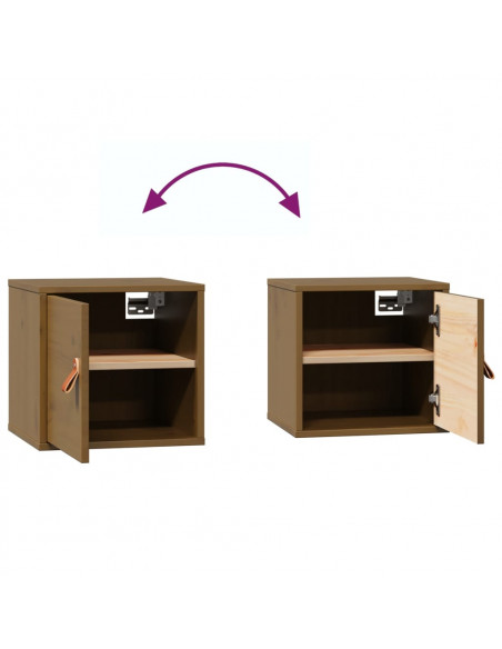 Pensili 2pz Marrone Miele31,5x30x30cm in Legno Massello di Pino