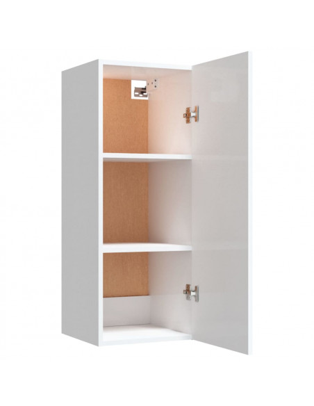 Mobile Parete Bianco Lucido 34,5x34x90 cm in Legno Multistrato