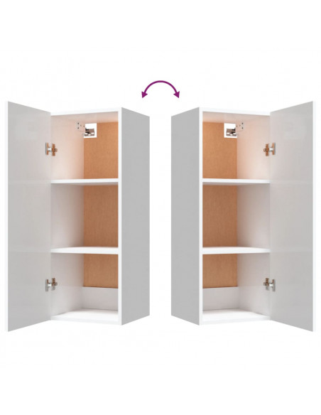 Mobile Parete Bianco Lucido 34,5x34x90 cm in Legno Multistrato