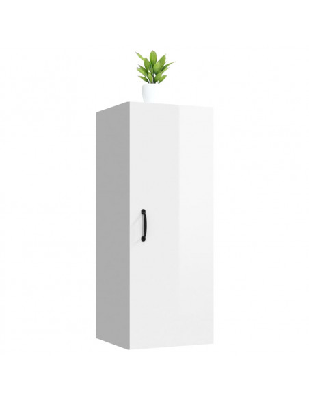 Mobile Parete Bianco Lucido 34,5x34x90 cm in Legno Multistrato