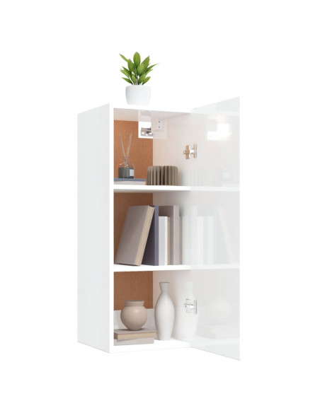 Mobile Parete Bianco Lucido 34,5x34x90 cm in Legno Multistrato