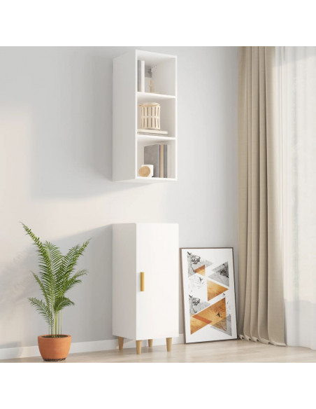 Mobile a Parete Bianco Lucido 34,5x32,5x90 cm Legno Multistrato