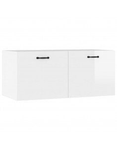 Armadietto a Muro Bianco Lucido 80x36x50 cm Legno Multistrato 2