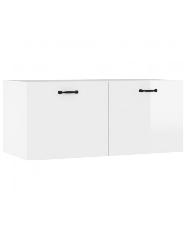Armadietto a Muro Bianco Lucido 80x36x50 cm Legno Multistrato