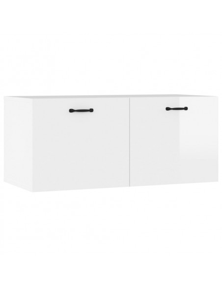 Armadietto a Muro Bianco Lucido 80x36x50 cm Legno Multistrato