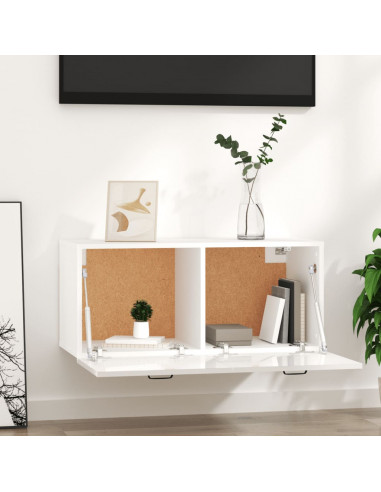 Armadietto a Muro Bianco Lucido 80x36x50 cm Legno Multistrato