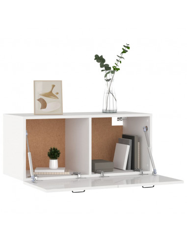 Armadietto a Muro Bianco Lucido 80x36x50 cm Legno Multistrato