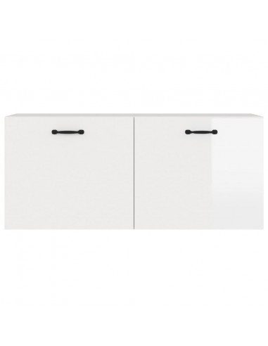 Armadietto a Muro Bianco Lucido 80x36x50 cm Legno Multistrato
