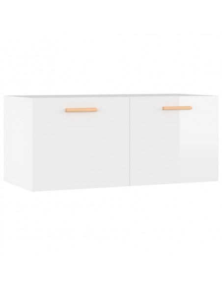 Armadietto a Muro Bianco Lucido 80x36x50 cm Legno Multistrato