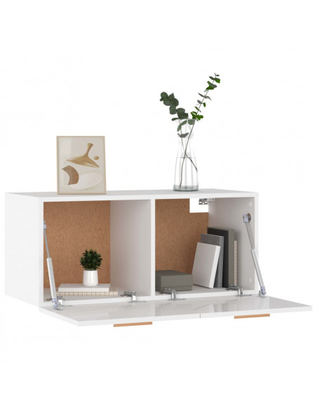 Armadietto a Muro Bianco Lucido 80x36x50 cm Legno Multistrato