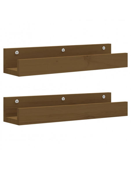 Mensole da Parete 2 pz Miele 50x12x9cm Legno Massello di Pino