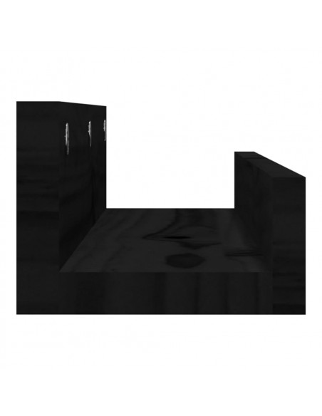 Mensole da Parete 2 pz Nero 50x12x9cm in Legno Massello di Pino