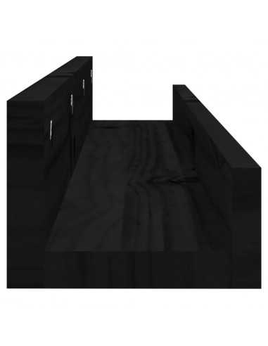 Mensole da Parete 2 pz Nero 80x12x9cm in Legno Massello di Pino
