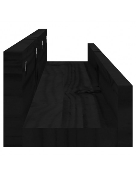 Mensole da Parete 2 pz Nero 80x12x9cm in Legno Massello di Pino