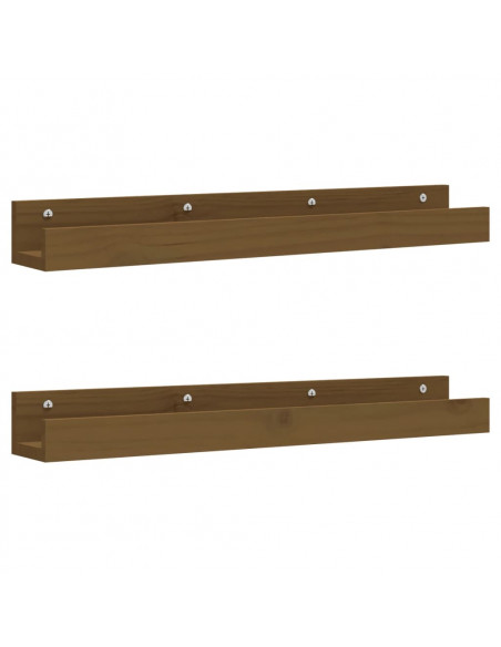 Mensole da Parete 2 pz Miele 80x12x9cm Legno Massello di Pino