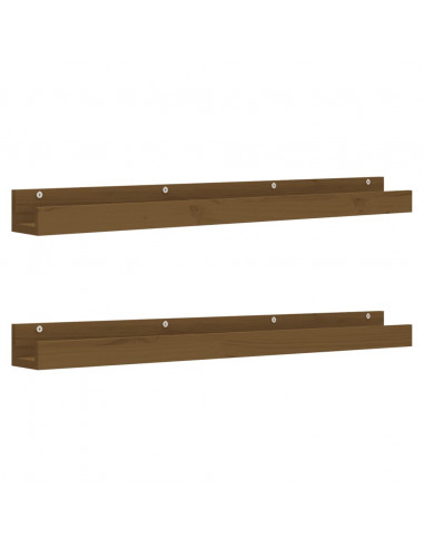 Mensole da Parete 2 pz Miele 110x12x9 cm Legno Massello di Pino