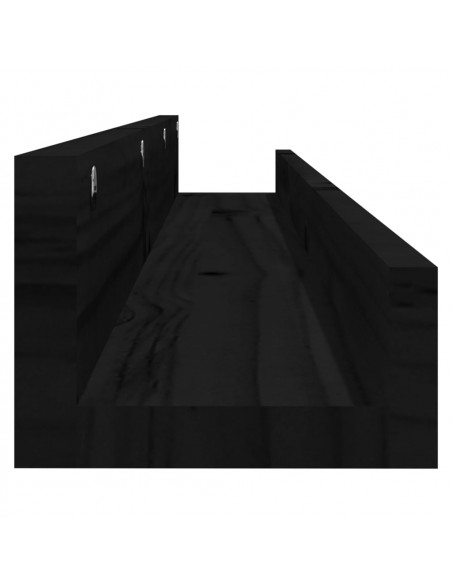 Mensole da Parete 2pz Nero 110x12x9cm in Legno Massello di Pino